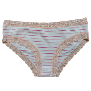OEM Girl's Blush Ribbon Striped Lace Brief