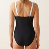 OEM Women's Square-Neck Contrast Strap Ruched Swimsuit